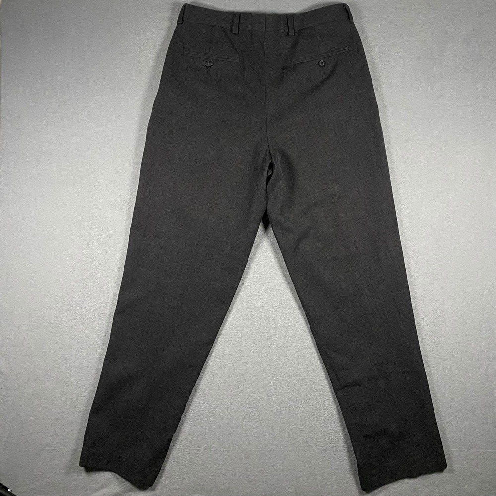 Vintage Eddie Bauer Mens 33 Charcoal Gray 100% Wool Pleated Dress Pants Slacks‎ - Picture 2 of 7